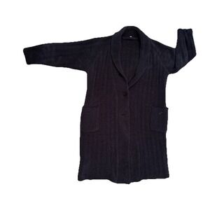 Pottery Barn Unisex Adult's Cozy Ribbed Robe Gray Chunky Fleece Small